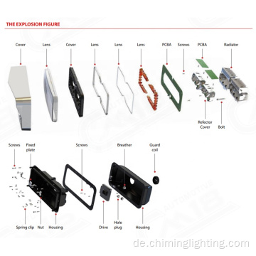 Chiming 16 &quot;*7 &#39;, 12-24V LED-Projektor-Scheinwerfer Montage, LKW-Lichtpunkt SAE Passagierseite Multifunktionales LKW-Scheinwerfer